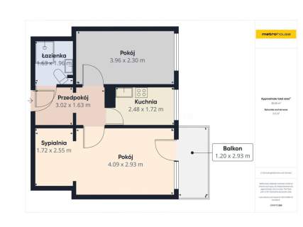 Kopernika, I piętro, 2 pokoje z balkonem, 38,5 m2