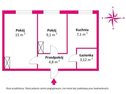 Dwupokojowe mieszkanie z oddzielną kuchnią