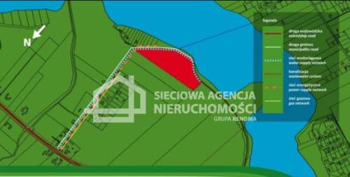 Działka inwestycyjna z linią brzegową Nowa Chełmża