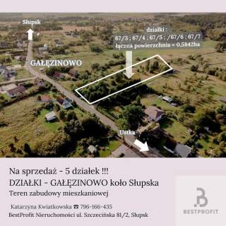 Sprzedam kompleks 5 działek Gałęzinowo,Słupsk,Ustka
