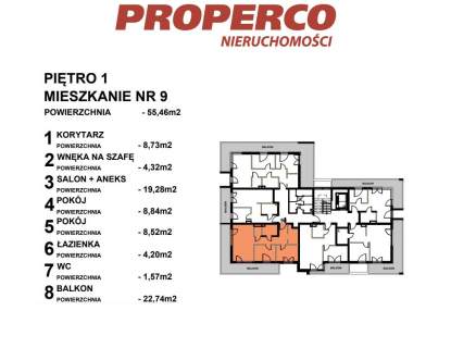 Mieszkanie 3pok., 1pię., 55,46m2, Kielce, Czarnów