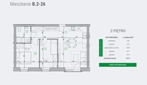 Mieszkanie 3-pokojowe o pow. 49,16 m2
