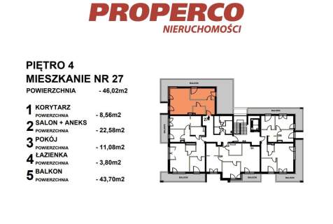 Mieszkanie 2pok., 4pię., 72,44m2, Kielce, Czarnów