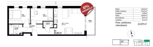 3pok. 63m2 balkon Kraków-Bieżanów 0%