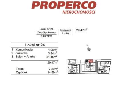 Zespół pokojowy, 1pok, 29,47m2, parter,ul. Klonowa