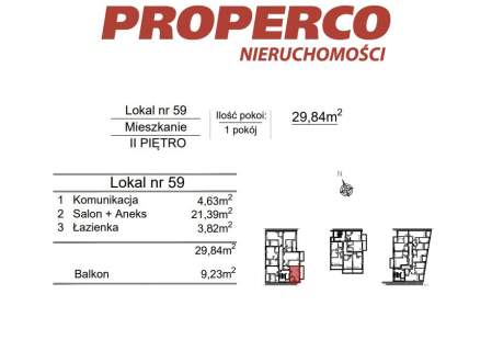 Mieszkanie 1pok., 29,84 m2, ul. Klonowa