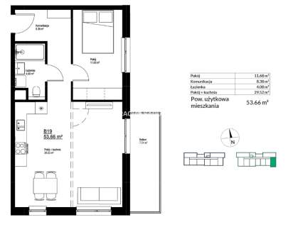 3 pok 53m2 balkon 7m2 winda Biezanów