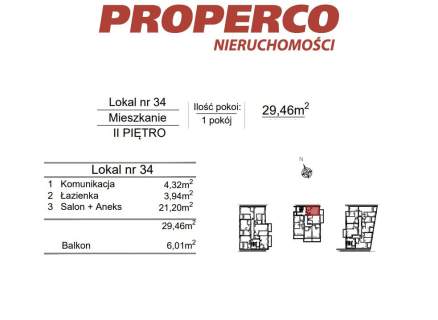 Mieszkanie 1pok., 29,46m2, ul. Klonowa