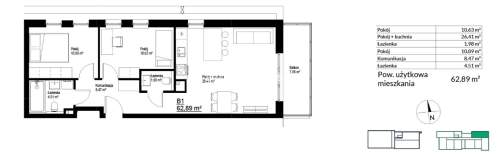 3pok. 63m2 balkon Kraków-Bieżanów 0%
