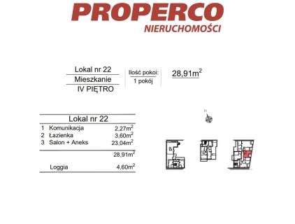 Mieszkanie 1pok., 28,91m2, 4p., ul. Klonowa