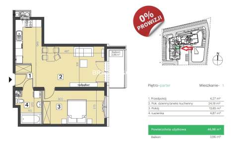 46m2 2pok balkon klucze Podgórze 0%
