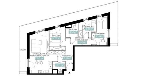 Przestronny apartament z loggią