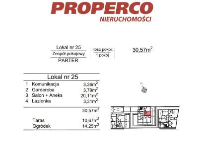 Zespół pokojowy, 1pok., 30,57m2,parter ul. Klonowa