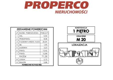 Mieszkanie 3pok., 71,28 m2, ul. Klonowa