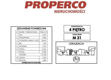 Mieszkanie 3pok., 71,28 m2, ul. Klonowa