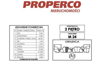 Mieszkanie 3pok., 71,28 m2, ul. Klonowa