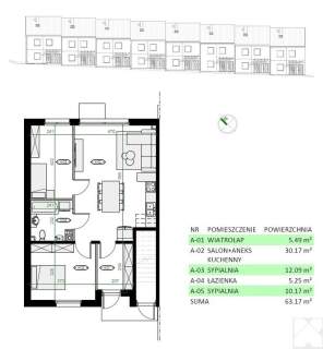Wieliczka/Zabawa nowe mieszkanie 3 pokojowe 64 m2