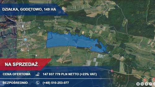 Działka 150 ha Godętowo gm. Łęczyce przy trasie S6