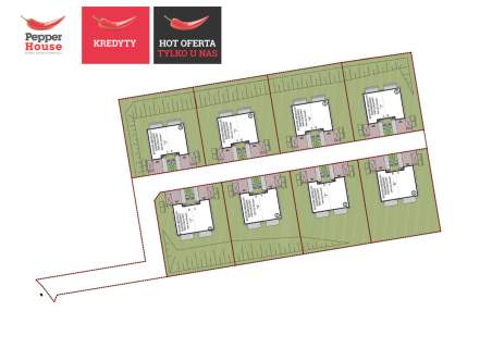 8 działek z projektem na 16 lokali z garażami