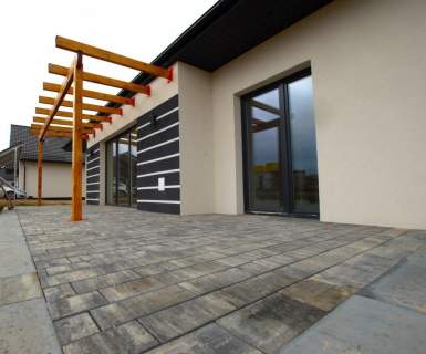 Nowy dom parterowy 106 m2, salon 48 m2 Brzeziny