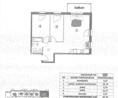 Atrakcyjne mieszkanie 62,39m2,3pok Gdańsk- Letnica
