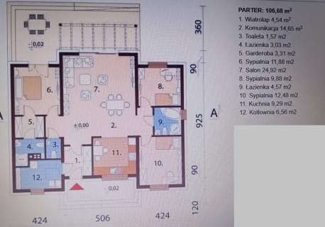 Nowy dom parterowy 106 m2, salon 48 m2 Brzeziny