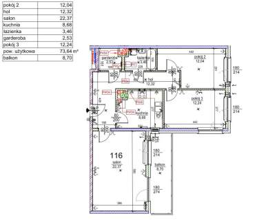 Wyjątkowy 3-pokojowy apartament, 2 piętro, balkon