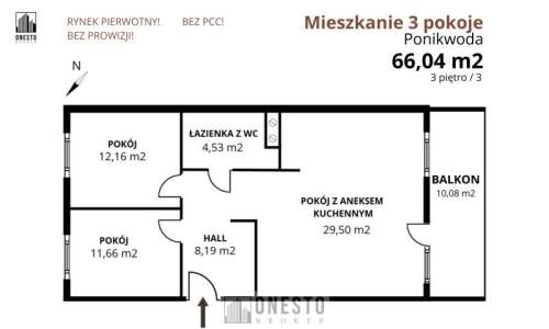 Mieszkanie 3 pokoje mce postojowe Nowe 8800zł/m2