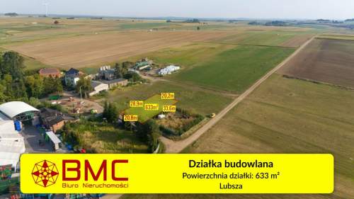 Działka budowlana Lubsza 633m2 woda