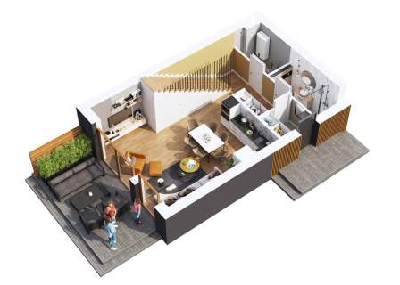 Dwupoziomowy apartament z ogrodem.