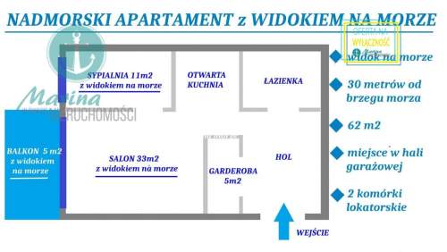 Nadmorski apartament z widokiem na morze