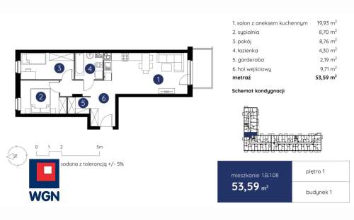 Mieszkanie na sprzedaż, 53,59 m2, Lublin