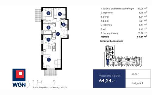 Mieszkanie na sprzedaż, 64,24 m2, Lublin