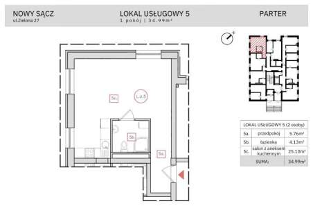 Nieruchomość komercyjna na sprzedaż, 34 m2, Nowy Sącz