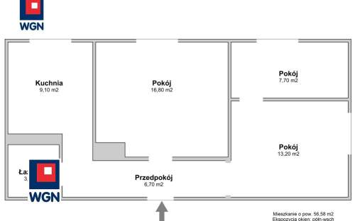 Mieszkanie na sprzedaż, 56,58 m2, Lublin