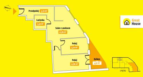 Śródmieście - 53m2 - 3 pokoje - 2026 r