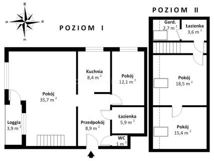 Wyjątkowe 2 poziomowe mieszkanie w centrum miasta 