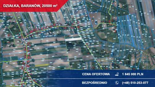 Działki inwestycyjne 2,05 ha Baranów, pow. grodziski
