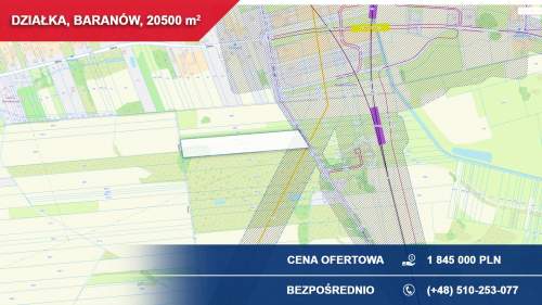 Działki inwestycyjne 2,05 ha   Baranów, pow. grodziski, woj....