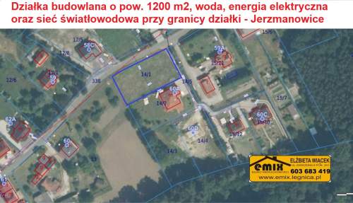 Działka budowlana 1200m2, płaska, uzbrojenie, Jerzmanowice k