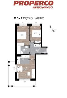 Apartament, 3 pok., Ip., 54,93 m2, Czarnów, Miła