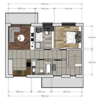 3-pokojowe mieszkanie z dodatkowym poddaszem 40 m2