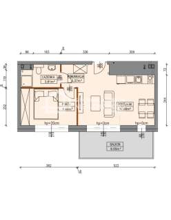 Dwa pokoje 34,5m2- 500 metrów od plaży w Stegnie