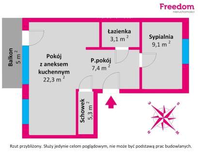 2-pokojowe mieszkanie osiedle zamknięte balkon