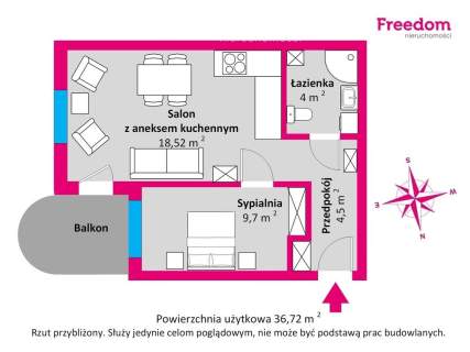 2 pokoje duży balkon winda miejsce w hali