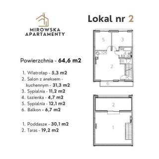 Dwupoziomowe mieszkanie z tarasem i balkonem