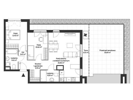 3-pokojowy apartament z tarasem na Mokotowie