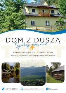 Dom w górach Krośnica, gm. Krościenko nad Dunajcem