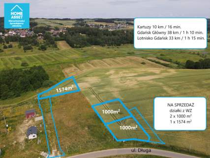 Działka budowlana Rąty, 30 km do obwodnicy Gdańska