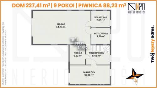 Dom 8 pokoi, garaż 2-3 auta, podpiwniczenie 